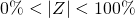 0\% < |Z| < 100\%